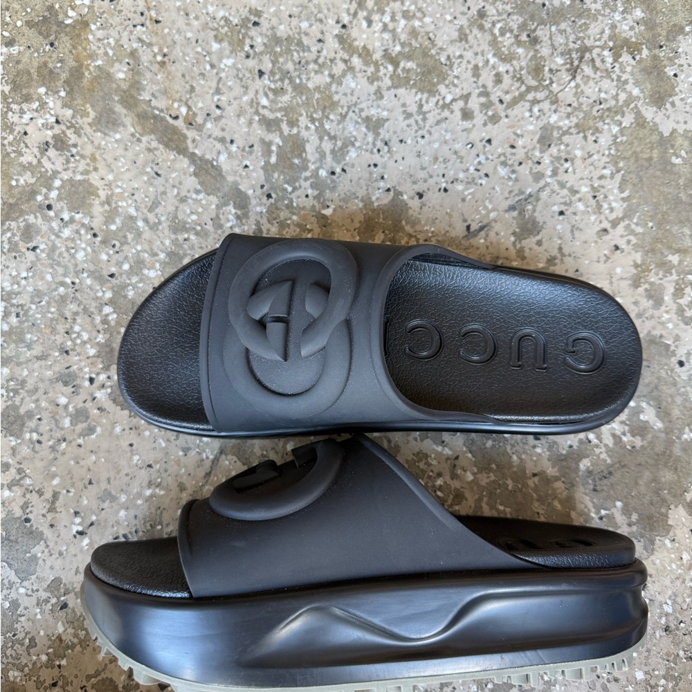 Gucci Black Platform Slides